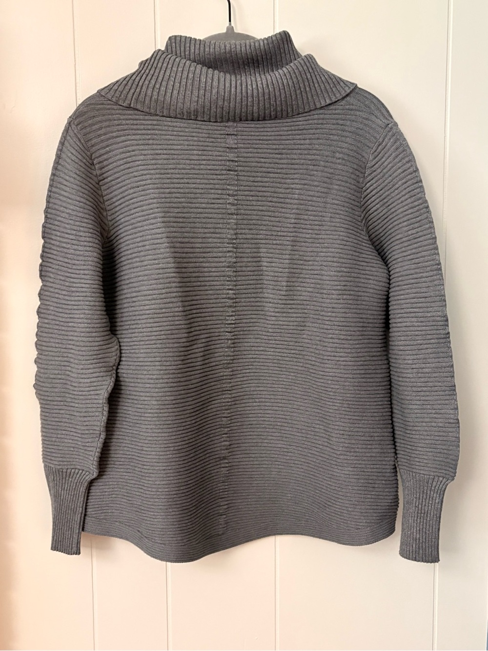 Cyrus Gray Ribbed Cowl Neck Sweater - Picture 4 of 4